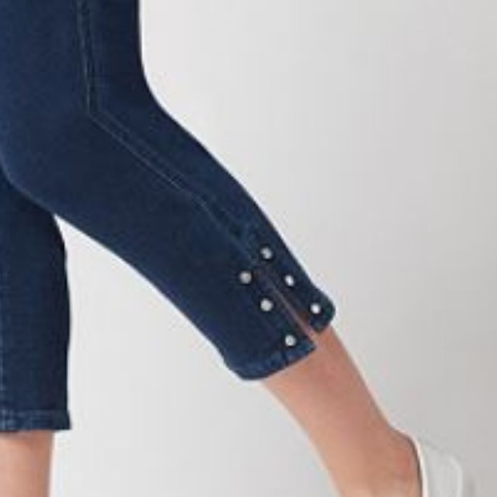 Quacker Factory Pull-On Crop Pants w/ Bling Stones - Picture 4 of 4